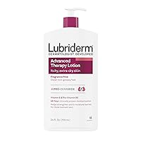 Lubriderm Advanced Therapy Fragrance Free Moisturizing Hand & Body Lotion + Pro-Ceramide with Vitamins E & Pro-Vitamin B5, Intense Hydration for Itchy, Extra Dry Skin, Non-Greasy, 24 Fl. Oz