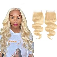 Brazilian Body Wave Transparent Lace Closure Human Hair 5X5 14 Inch 100% 613 Blonde Hair Bleached Knots Pre Plucked Lace Closure Pieces