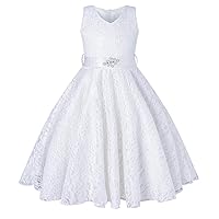 Girls Tulle Lace Glitter Vintage Pageant Prom Dresses with Belt