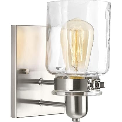 Calhoun Collection 1-Light Clear Glass Farmhouse Bath Vanity Light Brushed Nickel