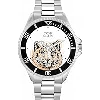 Snow Leopard Mens Wrist Watch 42mm Case Custom Design