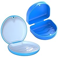 ARGOMAX Aligner Case, Retainer Case, Braces Box, 2 Piece Orthodontic Box(1 light blue with light blue silicone + 1 blue heightened style).