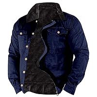 Men's Winter Full Zip Jacket Outerwear Fleece Lined Warm Coat Casual Sherpa Overcoat Big and Tall Jackets with Pocket