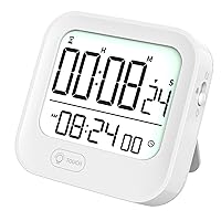 Pomodoro Timer, Desk Stopwatch, Alarm Clock, Digital Tomato Clock, Magnetic Time Mangement Productivity Timer for Work Study Efficiency Sports, Countdown & Count up, Vibration & Backlight, Table Stand