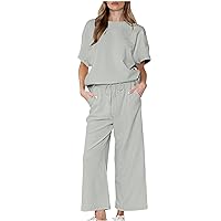 Tops and Pants Set for Women 2 Piece Sets Casual Outfits Loose Lounge Sets Trendy Sweatsuits Fashion Matching Sets