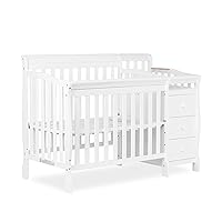 Dream On Me Jayden 4-in-1 Mini Convertible Crib And Changer in White, Greenguard Gold Certified, Non-Toxic Finish, New Zealand Pinewood, 1