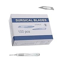 SURGICAL ONLINE 100 Scalpel Blades #25 Surgical Dental ENT Instruments with Free #4 Handle