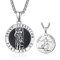925 Sterling Silver Patron Saint Medals | Amulet Necklace Protection Jewelry for Men with 2.5mm 22