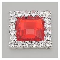 NIUK 10pcs Square 15mm Pearl Flatback Rhinestone Buttons Decorative DIY Hair Bow Interspersed Silver Wedding Accessories 0920 (Color : Red)