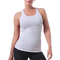 Womens Yoga Tops Activewear Workout Shirts Sports Racerback Strappy Tank Tops with Built-in Support Bra