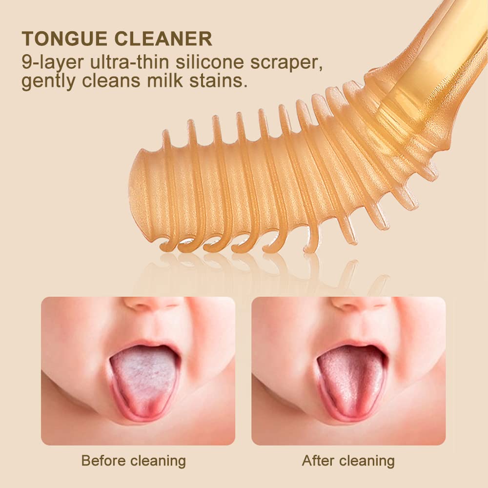 213 Nouri Liquid Silicone Baby Milk Toothbrush Tongue Brush, Oral Care Suitable for Infants, Soft Food Grade Silicone, with Dust Cover, BPA Free