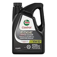 Castrol Edge High Mileage 10W-30 Advanced Full Synthetic Motor Oil, 5 Quarts