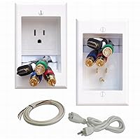 ONE-PRO-6 Single Outlet TV Cord Hider for Wall Mounted TVs-Recessed In-Wall Cable hider System for Power & Low Voltage - Matches Existing Outlets -Hide Wires With this Easy DIY Install Kit
