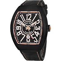 Vanguard Mens Black Titanium Automatic Watch - Tonneau Black Face with Luminous Hands, Date and Sapphire Crystal - Black Rubber Band Swiss Made Watch for Men V 41 SC DT TT BR 5N