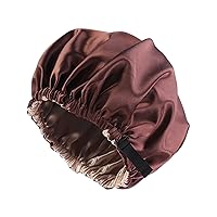 Hat Waxed Satin Bonnet Adjustable Head Size Sleep Silk Bonnet for Women Men Double Layer Satin Lined Sleeping Cap