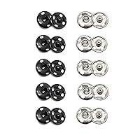 Meikeer 100 Sets Sew on Snaps Sewing Snaps for Fabric Metal Snaps Fasteners Press Studs Buttons for Sewing, Black and Silver(8.5mm)