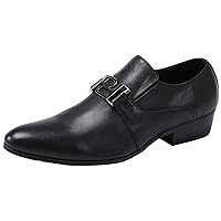 Pointed Toe Slip-on Buttons Smoking Leather Casual Horsebit Loafer Shoes for Men Fashion Business Formal Office Western