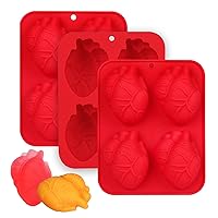 Simulation Human Organ Heart Cake Mold, 3 Pieces Silicone Heart Jello Molds, Halloween Heart Chocolate Candy Muffin Cupcake Mold