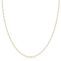 PORI JEWELERS 14K Solid Gold 2.0MM Diamond Cut Mirror Chain Necklace -Choose Your Color - Unisex Sizes 16