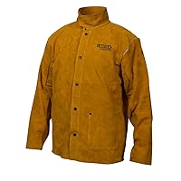 KH807L Flame-Resistant Heavy Duty Leather Welding Jacket, Brown, Large