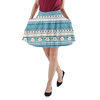CowCow Womens A-line Pocket Skirts Polka Dots Mosaic Pattern Stripes Skater Skirt, XS-3XL