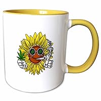 3dRose Cassie Peters Cannabis - Cool Smoking Sunflower - Mugs (mug_358727_8)