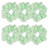 6 Pcs Satin Silk Hair Scrunchies Soft Hair Ties Fashion Hair Bands Hair Bow Ropes Hair Elastic Bracelet Ponytail Holders Hair Accessories for Women and Girls (4.5 Inch, Bright Green)