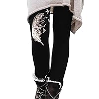 Workout Leggings for Women High Waisted Stretchy Yoga Leggings Feather Printed Skinny Athletic Leggings Workout Pants