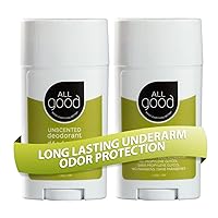 All Good Aluminum Free Deodorant Stick - Natural Deodorant w/Shea Butter & Aloe Vera, Bio-Active Formula, Vegan, Underarm Odor Protection for Men & Women (Unscented)(2-Pack)