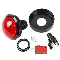 Arcade Button 5 Colors LED Light Lamp 60MM Convexity Big Round Arcade Video Game Player Push Button Switch (Color : Red)