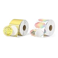 MUNBYN Rainbow Thermal Label Stickers and Gold Transparent Thermal Stickers