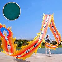 Square Exercise Dance Outdoor Flinging Fitness Dragon POI Wu Long 3D Real-Like Dragon Ribbon Streamer Set (32.8ft, Yellow Phoenix)