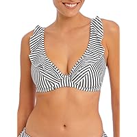 Freya Jewel Cove High Apex Underwire Bikini Top with J Hook (7230),32J,Stripe Black