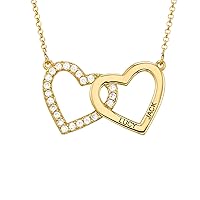 Personalized Two Heart Shaped Pendant Necklace Custom Name Necklace for Valentine's Day and Wedding Anniversary, Customizable Gold & Silver Pendant - Ideal Gift for Women and Girls