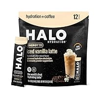 HALO Sport Iced Vanilla Latte - Instant Energy Drink Powder – Healthy Coffee Mix Hydration Electrolytes, Caffeine, Vitamins and Minerals 20 Calories Keto Low Calorie 1 x 12 Sticks, 1.0 grams