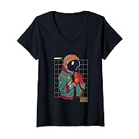 Womens space spaceman science cosmonaut cyberpunk programmer cyberp V-Neck T-Shirt