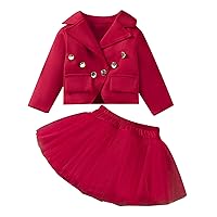 Receiving Baby Blanket Girl Set Toddler Girls Long Sleeve Turn Down Collar Solid Tops Girl (Red, 18-24 Months)