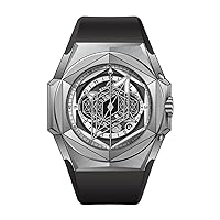 REEF TIGER Brand Luxury Black Shark Hexagon Skeleton Mechanical Watch for Men Automatic Rubber Band Wristwatch for Gent RGA6908