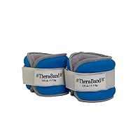 THERABAND Ankle Weights, Comfort Fit Wrist & Ankle Cuff Weight Set, Adjustable Walking Weights for Cardio, Home Workout, Ankle Strengthening & Physical Therapy, Blue, 2.5 lb. Each, Set of 2, 5 Pounds