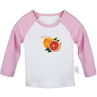 Fruit Grapefruit Cute Novelty T Shirt, Infant Baby T-Shirts, Newborn Long Sleeves Graphic Tee Tops