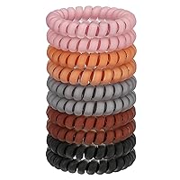 JessLab Spiral Hair Ties, 10 Pcs Traceless Phone Cord Hair Ties Plastic Coil Hair Ties Ponytail Holders No-Damage Hair Accessory for Girls Women Ladies, Color Assorted, Set 22