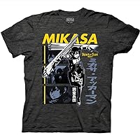 Ripple Junction Attack on Titan Men's Short Sleeve T-Shirt Mikasa Ackerman Thunder Spears Flashback Crew Officially Licensed
