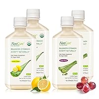 Organic Aloe Vera Juice - 4 Bottle Sample Pack - Grape, Lemon Flavor, 4x500ml