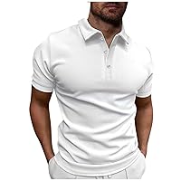 Men's Short Sleeve Button Down Shirt,Plus Size Polo Sport Golf Shirt Solid Casual Summer Top Trendy Blouse