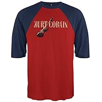 Old Glory Kurt Cobain - Mens Guitar Type Raglan Large Red