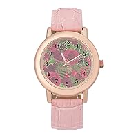 Romantic Red Rose Casual Watches for Women Classic Leather Strap Quartz Wrist Watch Ladies Gift