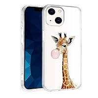 Qiusuo Cute Cartoon Giraffe Case Designed for iPhone 14 Pro Max, Crystal Clear Lovely Girly Phone Case Shockproof Protective Cases for Girls Women, 6.7 Inch