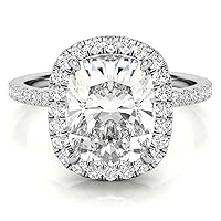 HNB Gems 4 CT Cushion Moissanite Engagement Ring Wedding Bridal Ring Sets Solitaire Halo Style 10K 14K 18K Solid Gold Sterling Silver Anniversary Promise Ring