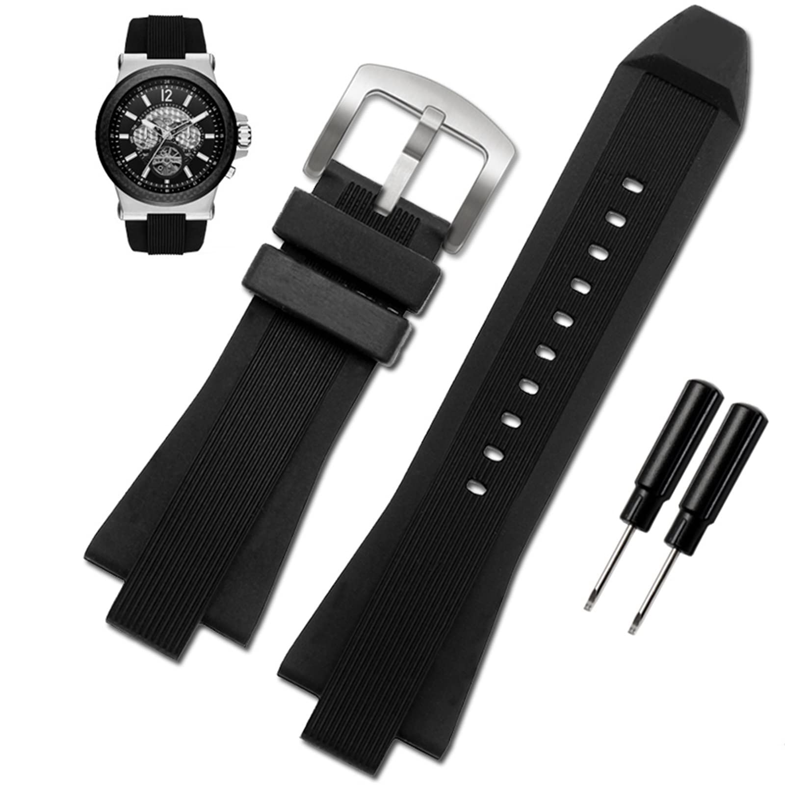 OSGC 29x13mm Silicone rubber Concave convex Watch Strap For Michael Kors MK9019 MK8295 MK8492 MK9020 MK9020 (Color : 26mm, Size : 29X13mm)