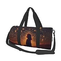 Travel Duffel Bag Girl Looking Up At Night Stars Weekender Overnight Bag For Men Women Large Capacity Sports Gym Bag Canvas Carry On Tote Bags For Travel Yoga